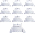 IR Imperial Rooms Queen Quilt Bedding Set (90" x 96") - Bulk Pack of 10 Wholesale for Hotels, Guest Bedroom & Airbnbs - Lightweight Microfiber Reversible Embossed Quilts Bedspreads (White)
