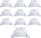 IR Imperial Rooms Queen Quilt Bedding Set (90" x 96") - Bulk Pack of 10 Wholesale for Hotels, Guest Bedroom & Airbnbs - Lightweight Microfiber Reversible Embossed Quilts Bedspreads (White)