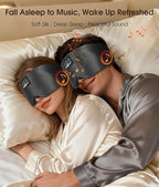 MUSICOZY 3D Silk Bluetooth Sleep Mask Headphones, Mulberry Silk Eye Mask with Ultra-Thin Wireless Speakers, Bluetooth 5.4 Sleeping Headphones for Side Sleepers, Music Sleep Mask Gifts for Men Women