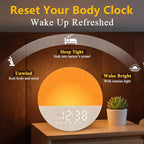 Sunrise Alarm Clock for Heavy Sleepers: White Noise Machine with 30 Sleep Relax Sounds 32 Volume - Painless Gradual Wake Up Light 20 Brightness with Bluetooth Memory Function for Bedroom - Gray