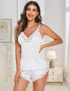 Avidlove Satin Pajamas Set Womens Lace Sleepwear Sexy Lingerie Cami Shorts Set S-XXL