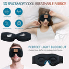 Bluetooth Sleep Mask, Sleep Mask with Bluetooth Headphones, Eye Mask with Sleeping Headphones for Side Sleeper, Nap, ASMR, Air Travel, Meditation, Relaxation-Black
