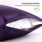 ALASKA BEAR Natural Silk Pillowcase, 100 Percent Mulberry Silk, Queen Size (1 Pack, Dark Purple)