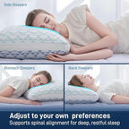 Cotelovo Shredded Memory Foam Soft Bamboo Viscose Pillows Adjustable Hypoallergenic Hotel Quality Bed Pillows for Side, Back and Stomach Sleeper, Oeko-TEX Certified King Size Set of 2
