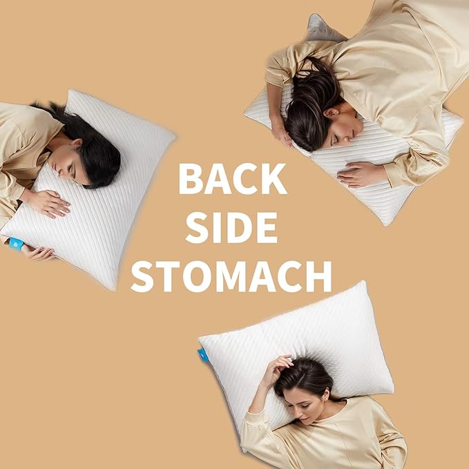 Pillows Queen Size Set of 2 Cooling Shredded Memory Foam Pillows 2 Pack for Sleeping for Side Back Stomach Sleepers