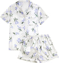 LYANER Women's Silky Satin Pajamas Set Short Sleeve Button Down Shirt With Shorts Pjs Set Sleepwear