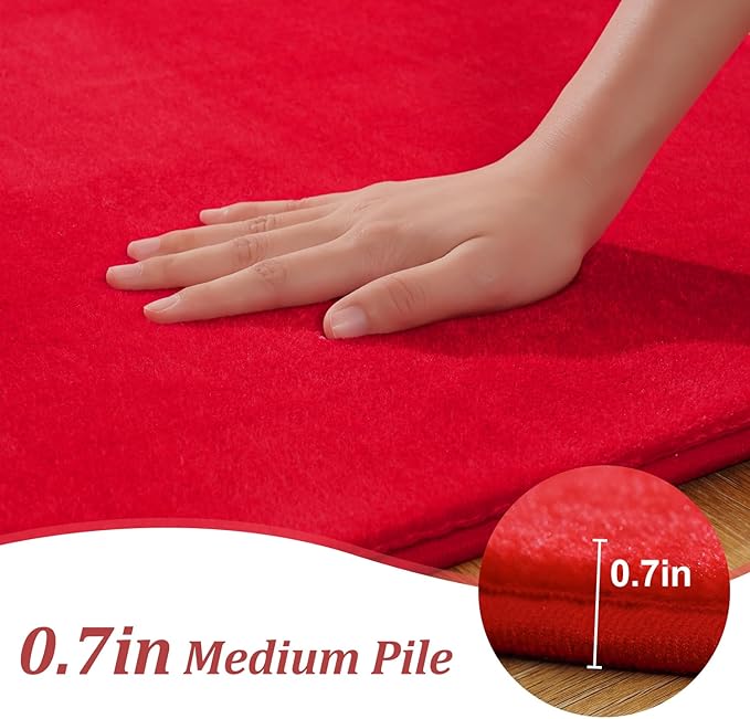 Przemy Washable Area Rug for Bedroom Living Room, 4x6 Feet Red Memory Foam Rug, Super Soft Modern Indoor Carpet for Bedside Kids Room Girls Boys Dorm Nursery Decor