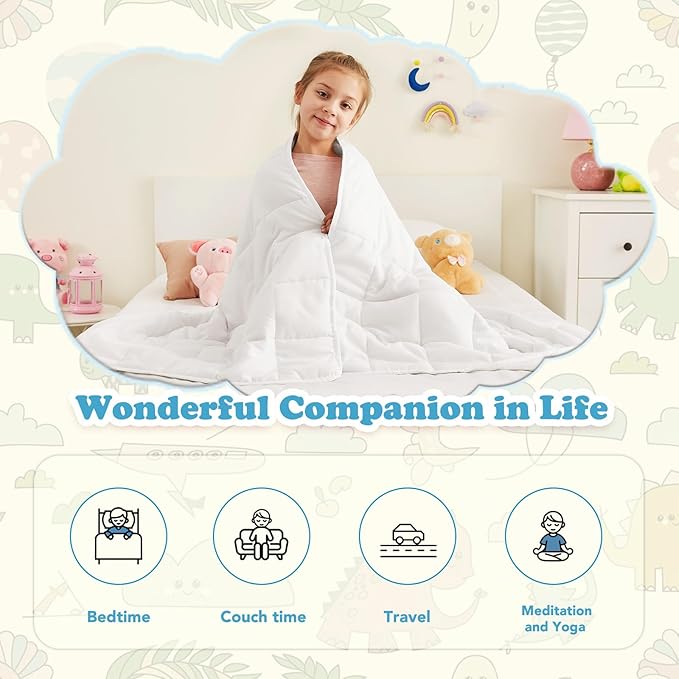 CuteKing Weighted Blanket - Weighted Blanket with Premium Glass Beads - Breathable Heavy Blanket for Comfort Sleep - Thick Blanket All Season (10lbs, 48"x72", White)