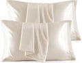 Bedsure Satin Pillowcase for Hair and Skin Queen - Beige Silky Pillowcase 4 Pack 20x30 Inches with Envelope Closure, Similar to Silk Pillow Cases, Gifts for Women Men