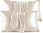 Bedsure Satin Pillowcase for Hair and Skin Queen - Beige Silky Pillowcase 4 Pack 20x30 Inches with Envelope Closure, Similar to Silk Pillow Cases, Gifts for Women Men