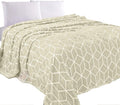 Elegant Comfort Luxury Velvety Feel Blanket, All-Season Lightweight Blanket, Ultra Plush, Soft, Cozy-Fuzzy Flannel Fleece for Couch, Sofa, Bed, Travel, Cube Design, Full/Queen, Cream