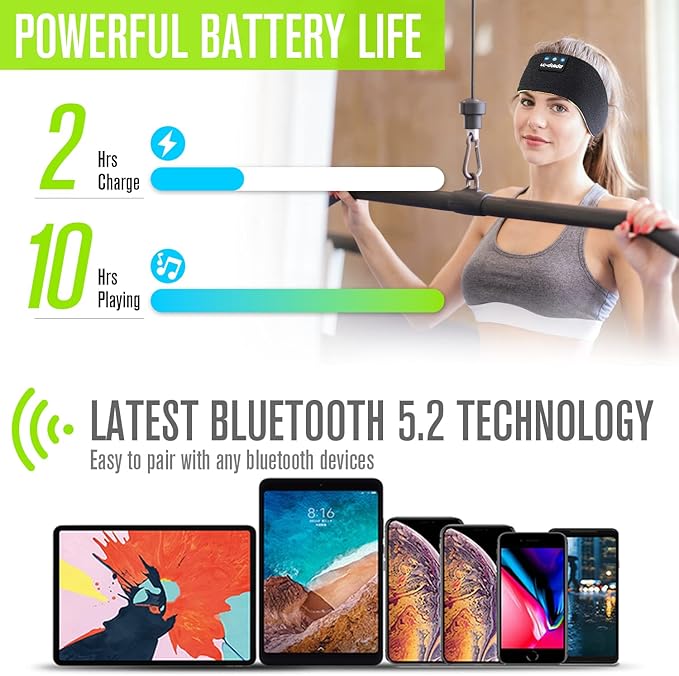 LC-dolida Sleep Headphones Wireless Bluetooth Headband Headphones for Sleeping Music Band Cozy Sleep Mask with Thin HD Stereo Speakers Perfect for Side Sleepers(Moss)