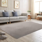 Solid Color Rabbit Fur Carpet, Ultra-Soft and Cozy, Perfect for Bedroom, Living Room Decor and Comfort (Beige, 4' x 6')