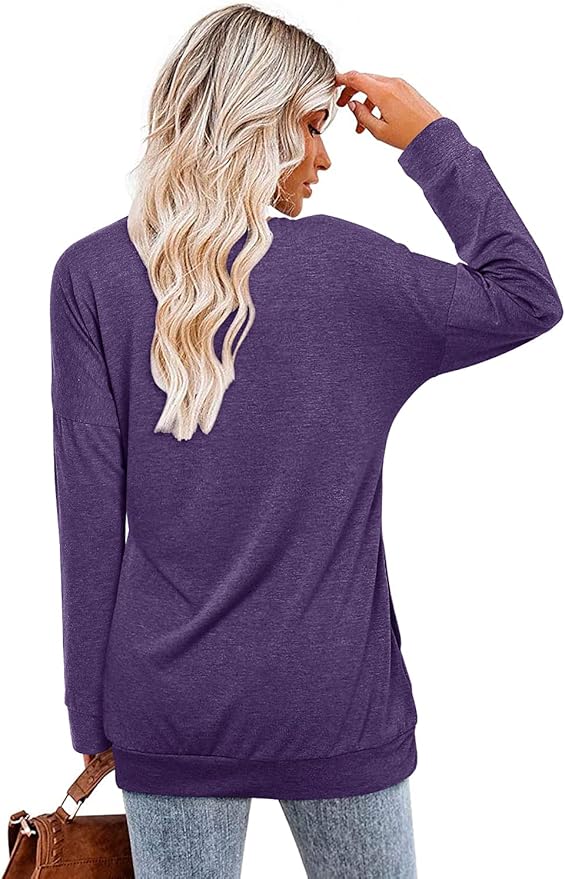 Magritta Women's Long Sleeve Leopard Color Block Tunic Comfy Crewneck T Shirt Tops Black XL