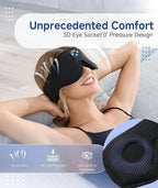 Voerou Sleep Headphones, 3D Bluetooth 5.4 Sleep Mask Wireless Eye Mask, Sleeping Mask with Bluetooth Headphones for Side Sleepers with Ultra-Thin Speakers, Perfect for Sleeping Travel Christmas Gifts