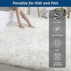 HOMBYS 10x14 Oversized Faux Fur Area Rug for Living Room Bedroom, Super Soft & Fluffy White Faux Sheepskin Play Carpet for Kids Children, Luxury Plush Furry Décor Shaggy Feet Mat for Bedside