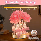 ONXE Birthday Gifts for GF Girlfriend Mom Wife, Flower Cordless Crystal Table Lamp,3-Colour Dimming Rechargeable Forever Rose Bedside Lamp Night Light Anniversary Decor for Women Men