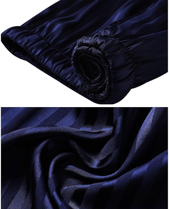 SIHA Satin Silk Pajamas for Women Pajama Set With Long Sleeve Button-Down Satin Pajamas Sleepwear XS-3XL
