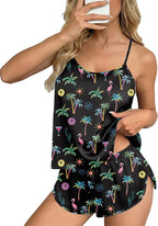 Ekouaer Silk Pajamas Set for Women Satin Backless Lingerie Pjs Cami Top and Shorts Nightwear