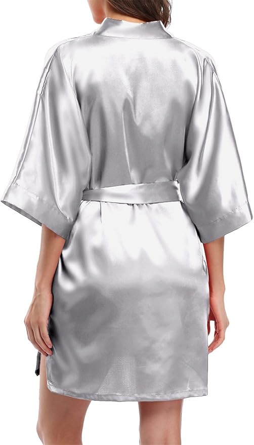 Giova Women's Satin Robe Bride & Bridesmaid Wedding Party Bathrobe Short Kimono Gown