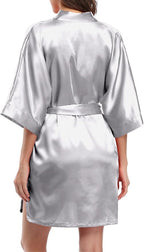 Giova Women's Satin Robe Bride & Bridesmaid Wedding Party Bathrobe Short Kimono Gown