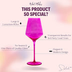 Saludi Colored Wine Glasses, 16.5oz (Set of 6) Stemmed Frida-Color Glass - Great for all Wine Types and Occasions - Luxury, Durable, Hand-Blown