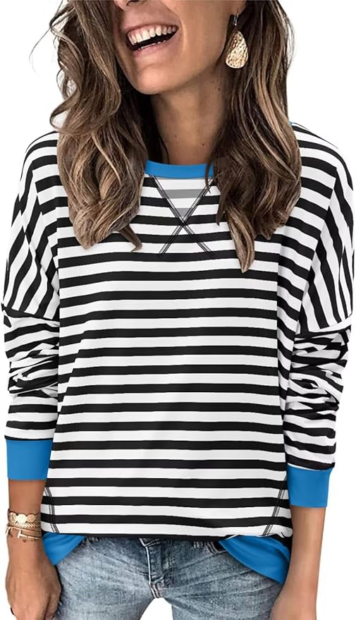 Magritta Women's Long Sleeve Leopard Color Block Tunic Comfy Crewneck T Shirt Tops Black XL