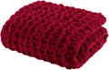 Madison Park Chenille Chunky Knit Handmade Throw Blanket, Luxuriously Soft Gift Blankets, Cottage Style Room Décor, Lightweight & Breathable All Seasons Throw Blanket for Couch, 50" W x 60" L Red