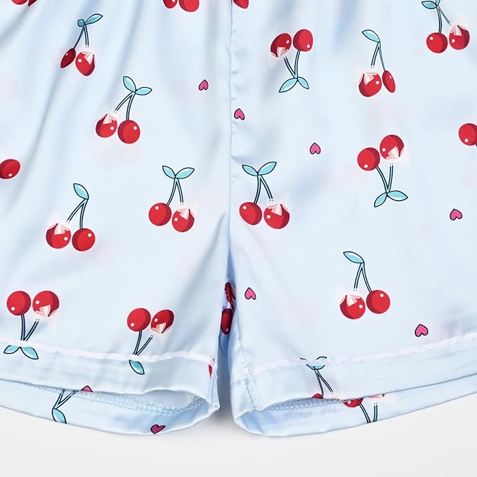 QPANCY Kids Satin Pajamas Sets Baby Boy Girl Button-Down Silk Sleepwear 2 Piece Short Sleeve Loungewear Clothes Set