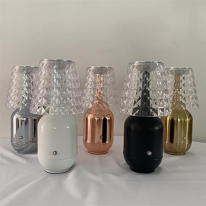Bedside Table Lamp Luxury Diamond USB Touch Sensor Acrylic Decoration Desk Lamps Crystal LED Color :Rose Gold