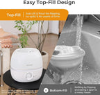 BOXING 3L Cool Mist Humidifier, Ultra Quiet 20dB for Bedroom, Baby & Office, Top Fill Air Humidifier for Home Office & Indoor Plants, 30H Runtime, Essential Oil Tray, Night Light, BPA-Free, White