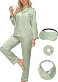 DOLOS Silk Satin Pajama Set for Women Short/Long Sleeve 2-Piece Silky Pajamas for Women Button Down Pjs Sleepwear Loungewear