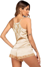 Ekouaer Satin Pajamas Women Lace Sleepwear Lingerie Cami Shorts Set Nightwear XS-XXL