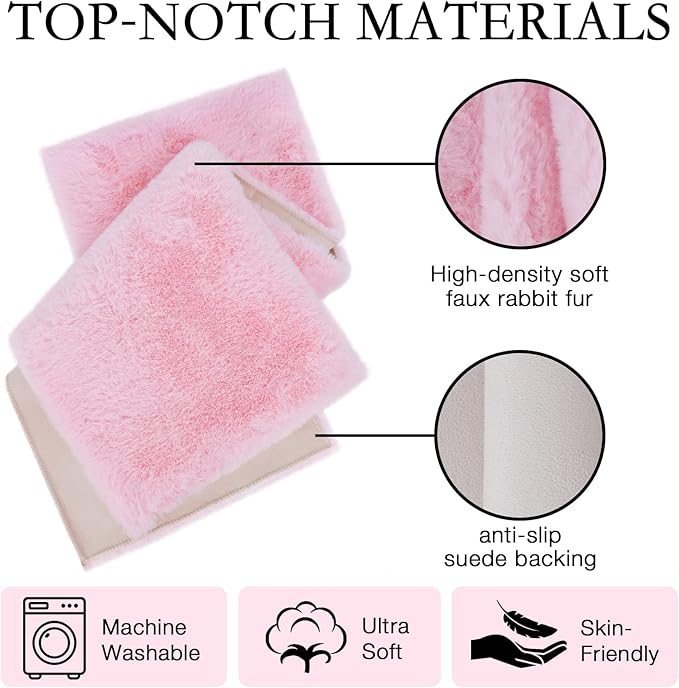 duduta Pink Faux Fur Spring Easter Dresser Runner, Soft Fluffy Coffee Table Runner Nightstand Cover Girls Room Decor 11.8 in x 31.5 in