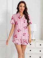 Umeyda Girls & Women Satin Pajamas Set Button Down 2 Piece Silk Pjs Shorts Set Ruffle Sleepwear, 5 Years-Women L