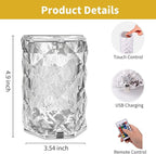 Crystal Touch Lamp, 16 Color Changing Touching Control Rose Crystal Diamond Lamp Nightstand Light Lamp with Remote for Bedroom, Bar, Dinner, Christmas, Birthday Gifts (Small)