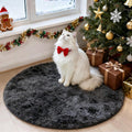 OLANLY Deep Grey Tie-dye Round Rugs for Bedroom - Machine Washable, 3x3 Feet Circle Area Rugs for Living Room, Soft and Fluffy Shaggy Carpet for Teen Girls and Boys, Dorms, Home Decor Aesthetic