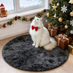 OLANLY Deep Grey Tie-dye Round Rugs for Bedroom - Machine Washable, 3x3 Feet Circle Area Rugs for Living Room, Soft and Fluffy Shaggy Carpet for Teen Girls and Boys, Dorms, Home Decor Aesthetic