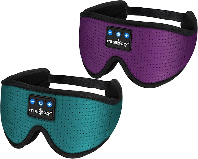 MUSICOZY Bluetooth Sleep Headphones Eye Mask Set – 2-Pack Wireless Sleep Masks for Men and Women