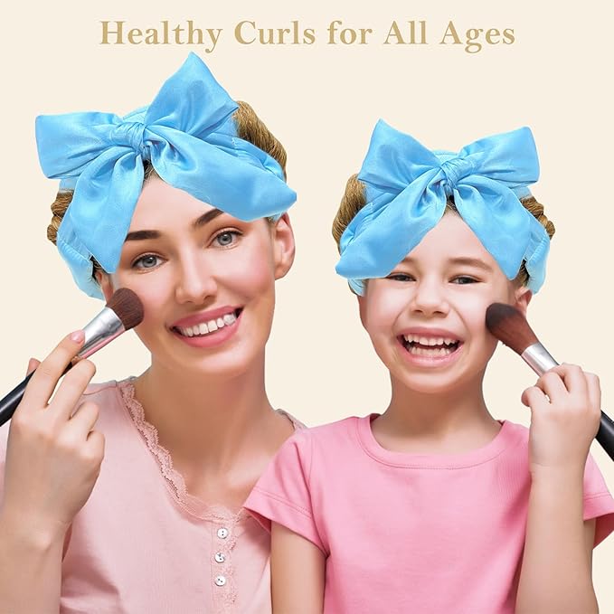 Satin Heatless Hair Curler Curls Overnight Hair Curlers to Sleep in, Hair Curlers No Heat Curls Overnight, Heatless Curling Set for Women Long Hair - 8 Pcs (Blue)