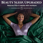 SLEEP SANCTUARY Satin Sheets Full Size – 4 Piece Luxury Silky Bed Set, Softer Than Silk, 15" Deep Pocket, Cooling & Wrinkle-Free, Moisture-Wicking & Breathable for Hair & Skin (Dark Green)
