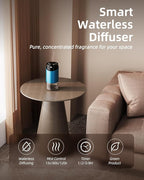 Waterless Essential Oil Diffuser Aromatherapy Scent Diffusers for Home Large Room, Car, Office, Desk, Mini Battery Operated Cordless Air Freshener, 4 Timers & 3 Mist Levels, 100ml Capacity (Blue)