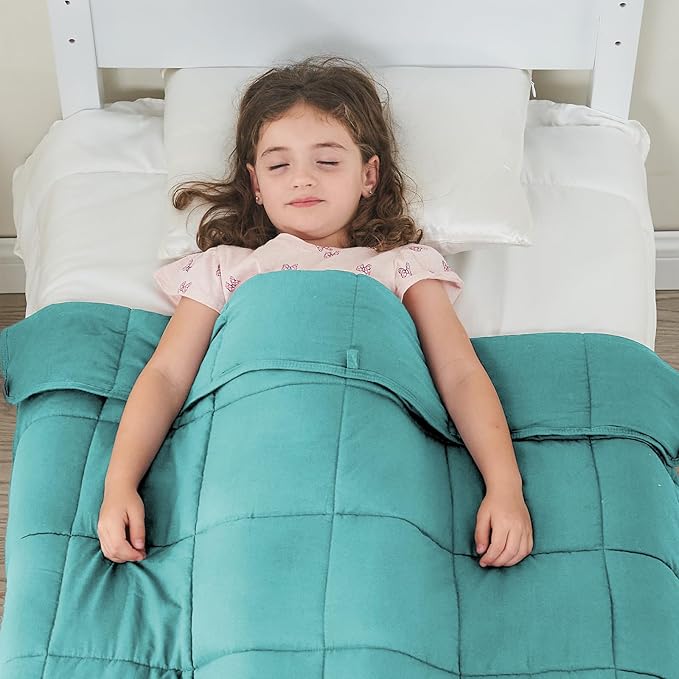 yescool Weighted Blanket (7 lbs, 41" x 60", Teal) Cooling Heavy Blanket for Sleeping Perfect for 60-90 lbs, Breathable Blanket with Premium Glass Bead, Machine Washable
