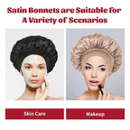 ZHENSILK 2Pcs Silk Bonnet for Sleeping, Satin Hair Bonnets, Soft Elastic Band Silk Sleep Cap, Hair Wrap for Women(Black Purple)