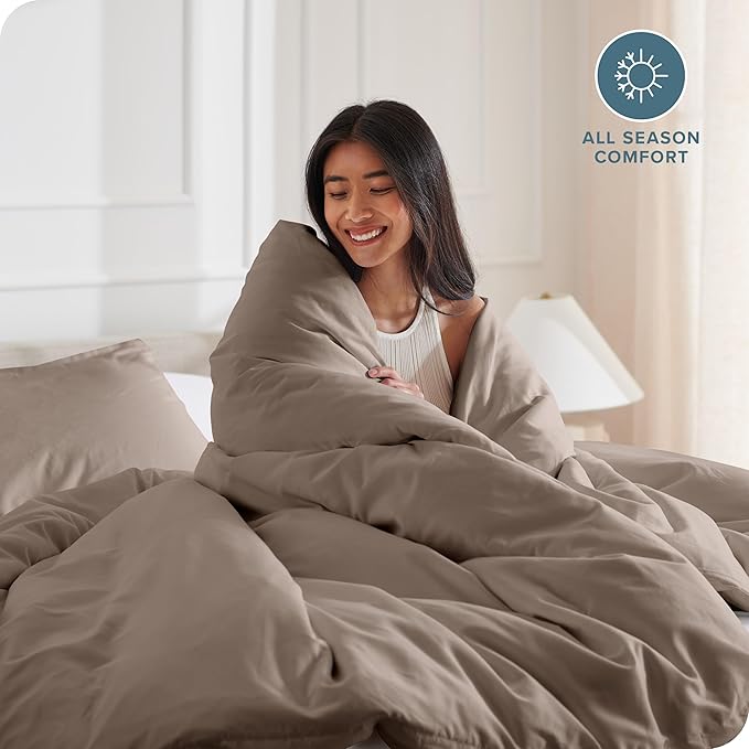 Bare Home Bedding Duvet Cover Full Size - Premium 1800 Super Soft Collection - Lightweight, Cooling - Soft Breathable Bedding Duvet Cover (Full, Taupe)