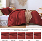 WRENSONGE Full Size Comforter Sets - 3 Pieces Bright Red Comforter Prewashed Soft Lightweight for All Seasons, Fluffy Down Alternative Comforter Full Size with 2 Pillow Shams
