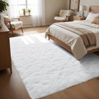 Macgace Fluffy Area Rugs for Bedroom Decor Aesthetic, 5x7 White Shag Rug with Non-Slip Dots for Living Room, Fuzzy Plush Carpet Washable Rug Modern Home Decor for Kids Nursery Girls Room Office