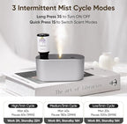 Lecdura Waterless Diffuser for Essential Oil, Battery Operated Scent Air Aromatherapy Diffuser, Mini Aroma Diffusers with 3 Intermittent Mist Modes, Cycle Start for Home Office Bedroom - Silver