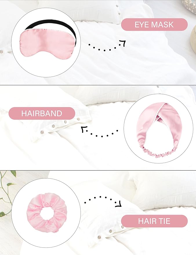 EPLAZA Silk Pajamas for Women Satin Pajamas Set 5 Pcs Long Sleeve Print Pattern Button Down Pjs Sleepwear Loungewear Set