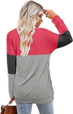 Magritta Women's Long Sleeve Leopard Color Block Tunic Comfy Crewneck T Shirt Tops Black XL